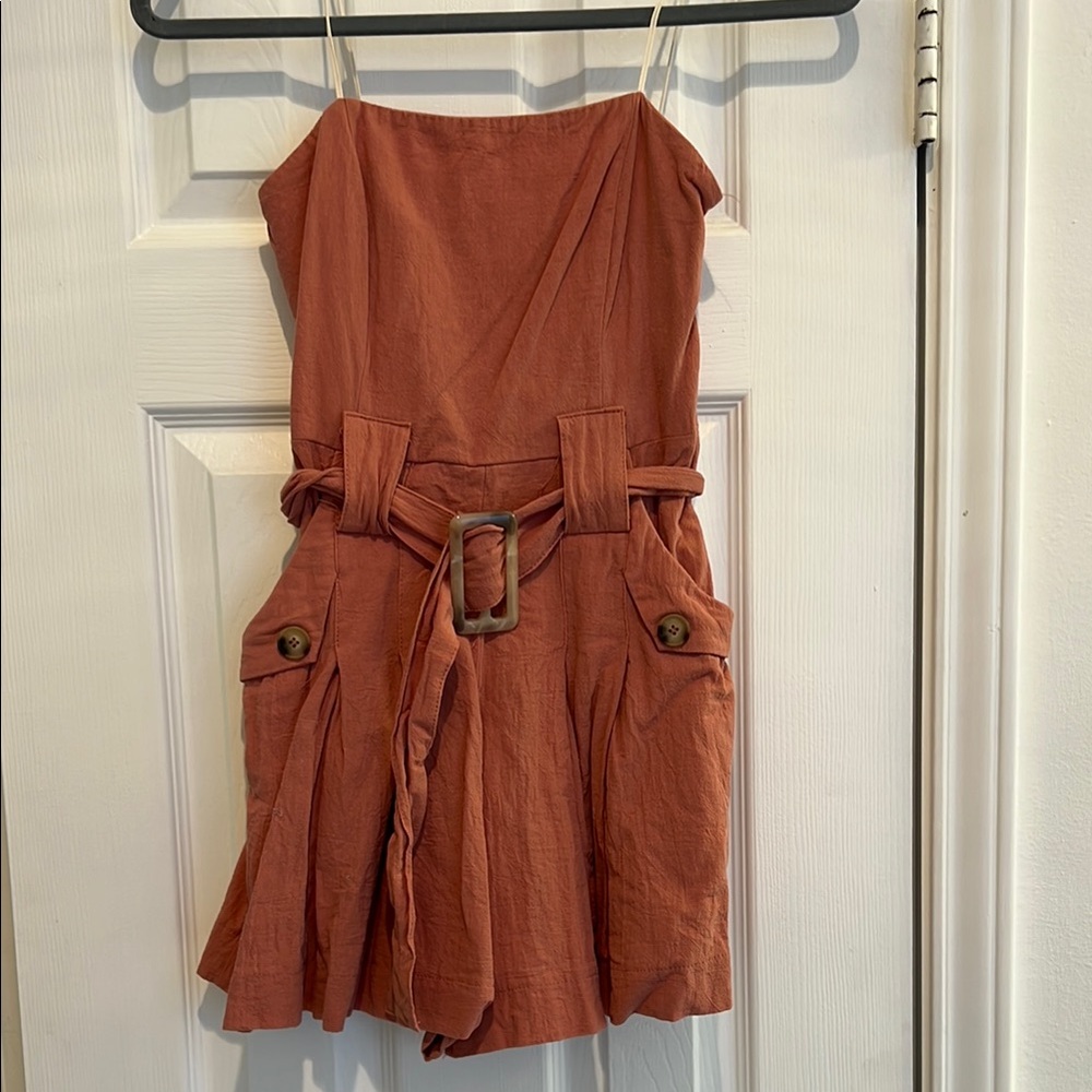 Rust Orange Belted Romper